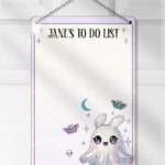 personalised cute kawaii ghost bunny spooky halloween planner whiteboard metal sign