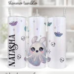 personalised cute kawaii ghost bunny spooky halloween 20oz straight tumbler