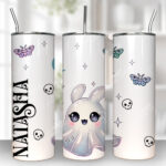 personalised cute kawaii ghost bunny spooky halloween 20oz straight tumbler