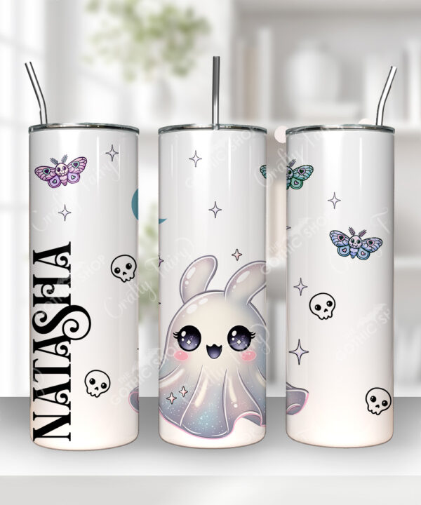 personalised cute kawaii ghost bunny spooky halloween 20oz straight tumbler