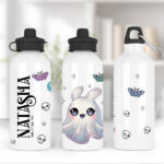 personalised cute kawaii ghost bunny spooky halloween 600ml screw lid water bottle