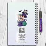 personalised kitschy kitty cats in teacups notebook journal