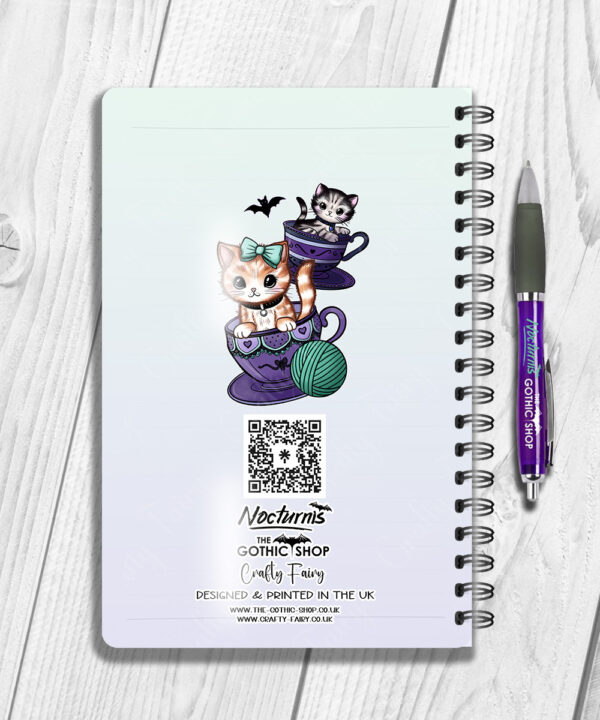 personalised kitschy kitty cats in teacups notebook journal