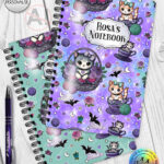personalised kitschy kitty cats in teacups notebook journal