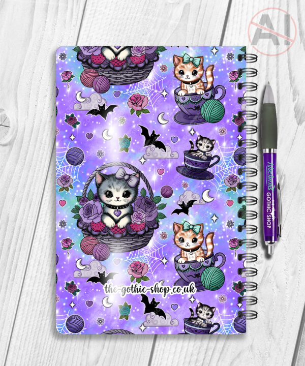 personalised kitschy kitty cats in teacups notebook journal