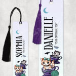 personalised kitschy kitty cats in teacups metal bookmark gift