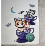personalised kitschy kitty cats in teacups planner whiteboard metal sign