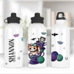personalised kitschy kitty cats in teacups 600ml screw lid water bottle