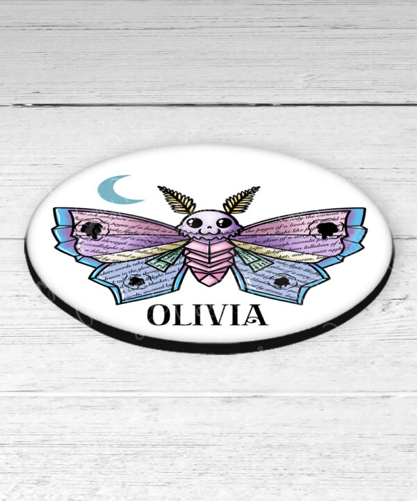 personalised origami death moth gothic 9cm round glossy coaster