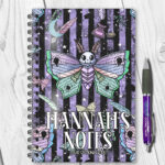 personalised origami death moth gothic notebook journal