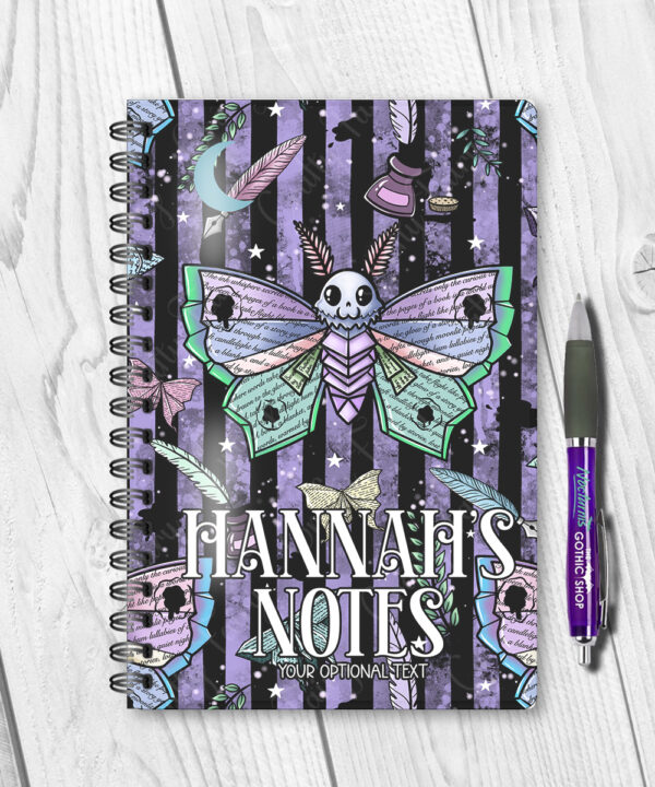 personalised origami death moth gothic notebook journal