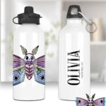 personalised origami death moth gothic 600ml screw lid water bottle