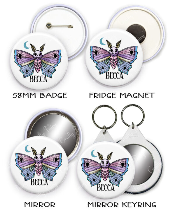 personalised origami death moth gothic mirror or fridge magnet