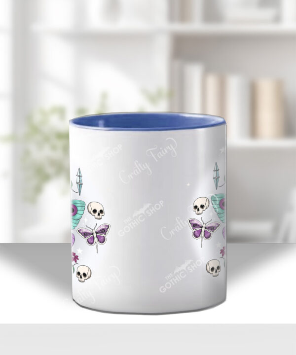 personalised pretty goth moth spooky mug