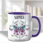 personalised pretty goth moth spooky mug