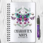 personalised pretty goth moth notebook journal