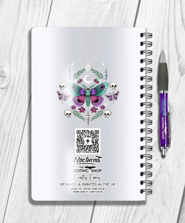 personalised pretty goth moth notebook journal