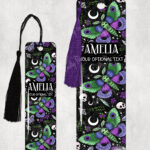 personalised pretty goth moth metal bookmark