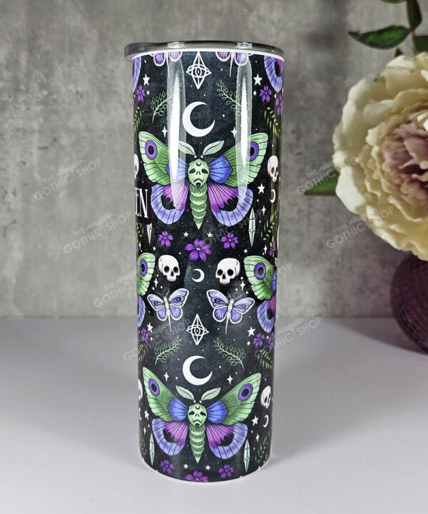 personalised pretty goth moth 20oz straight tumbler