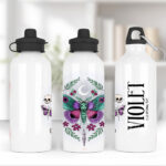 personalised pretty goth moth 600ml screw lid water bottle