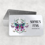personalised pretty goth moth rectangular tin gift