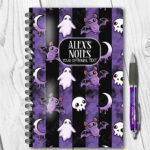 15422 personalised bats ghosts gothic notebook purple 1