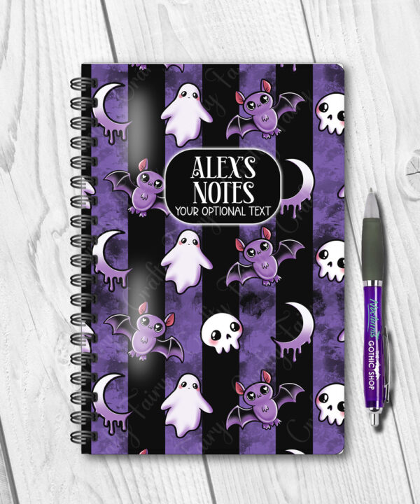 15422 personalised bats ghosts gothic notebook purple 1