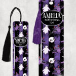 15423 personalised bats ghosts gothic purple bookmark 2