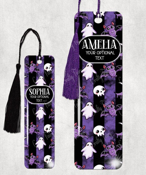 15423 personalised bats ghosts gothic purple bookmark 2
