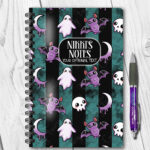 15427 personalised bats ghosts gothic notebook green 1
