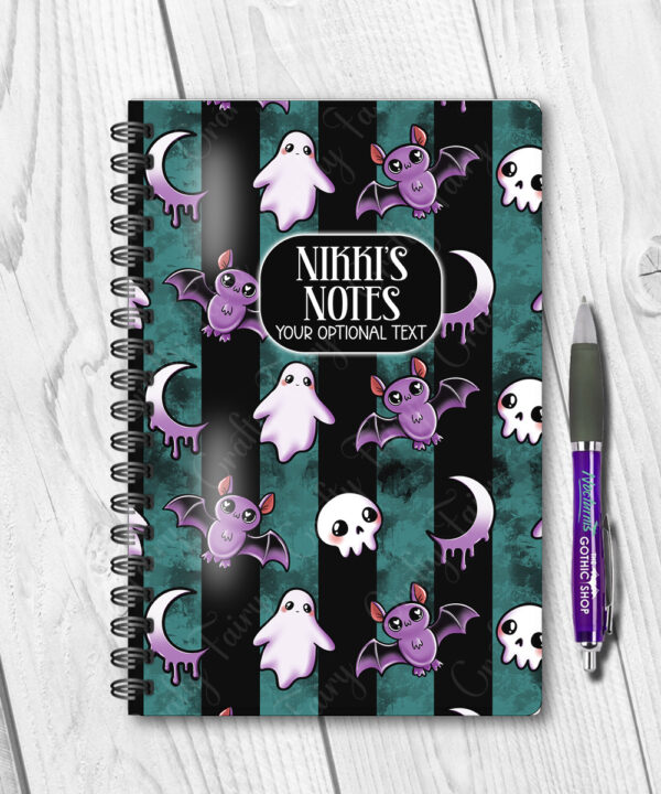 15427 personalised bats ghosts gothic notebook green 1