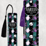 15428 personalised bats ghosts gothic green bookmark 1