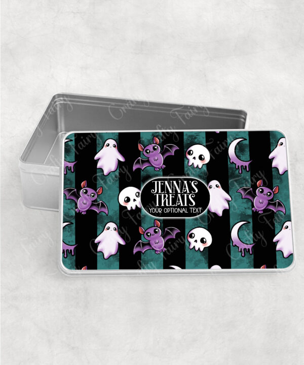 15430 personalised bats ghosts gothic green tin 1