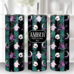 15431 personalised bats ghosts gothic green tumbler 1