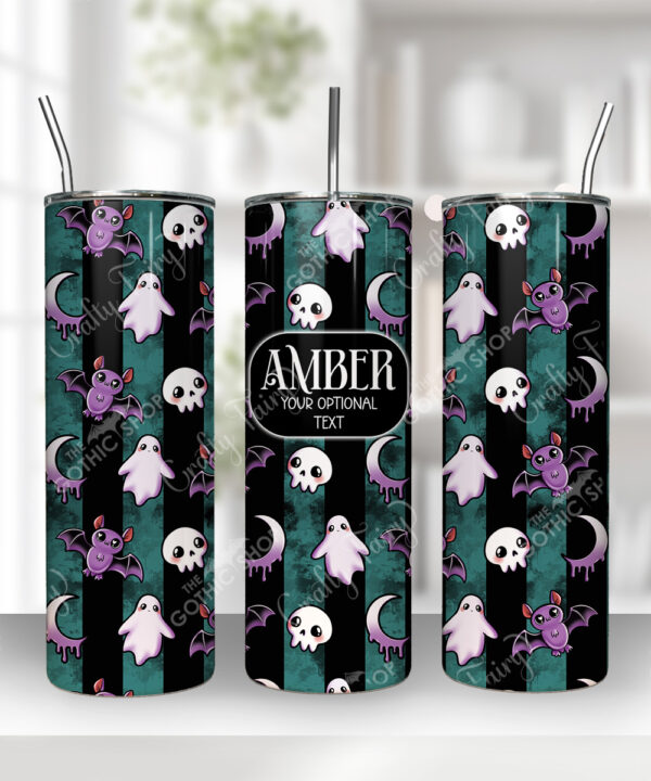 15431 personalised bats ghosts gothic green tumbler 1