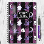 15432 personalised bats ghosts gothic notebook pink 1