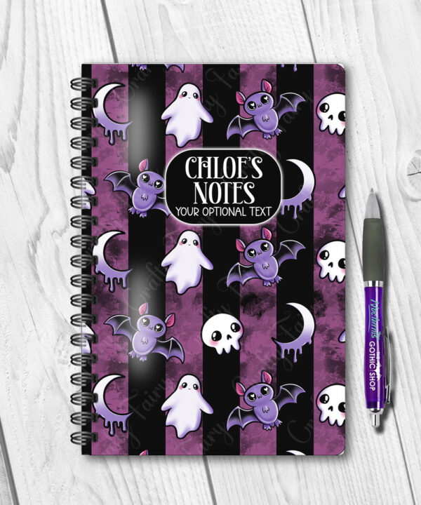 15432 personalised bats ghosts gothic notebook pink 1
