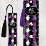 15433 personalised bats ghosts gothic red bookmark 1