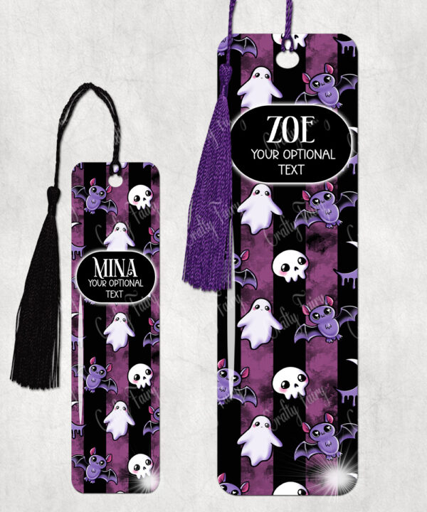 15433 personalised bats ghosts gothic red bookmark 1