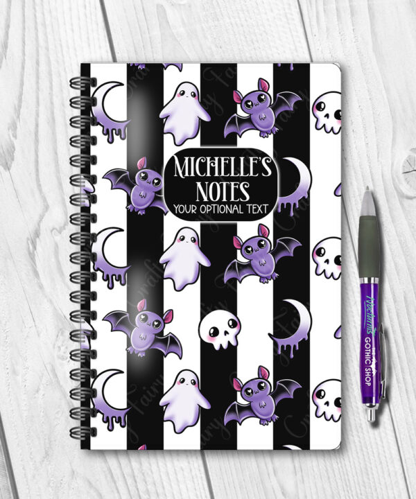 15437 personalised bats ghosts gothic notebook white 1
