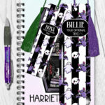 15438 personalised bats ghosts gothic white bookmark 2