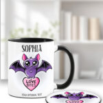 15454 personalised love bites purple bat mug 3