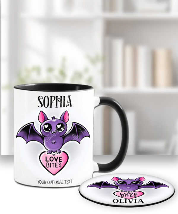 15454 personalised love bites purple bat mug 3