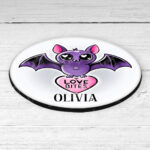 15455 personalised love bites purple bat coaster 2