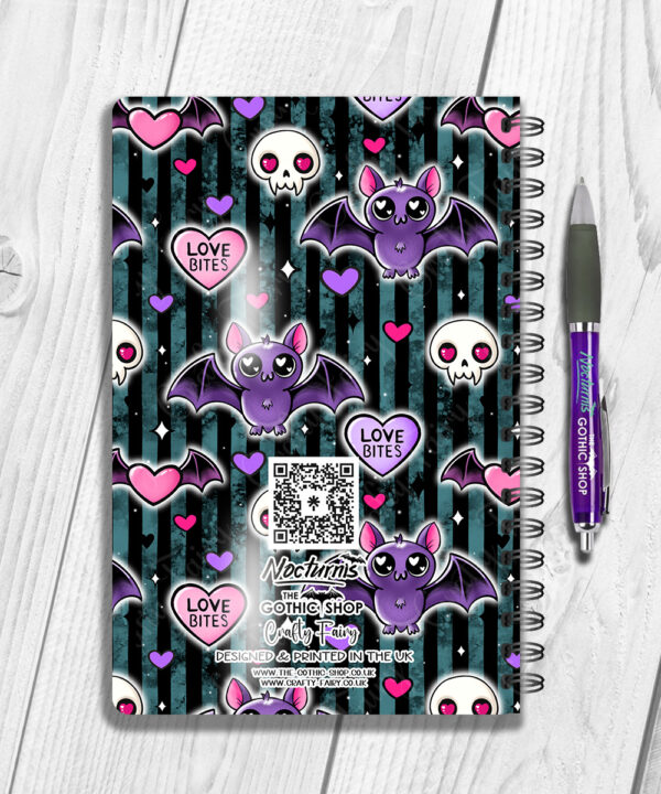 15456 personalised love bites purple bat notebook 2