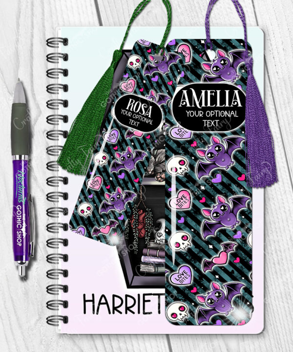 15458 personalised love bites purple bat bookmarks 2