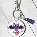 15462 personalised love bites purple bat keyring