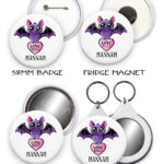 15464 personalised love bites purple bat keyring mirror 1