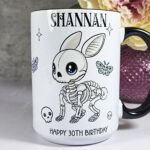 personalised kawaii skelly bunny rabbit gothic spooky mug