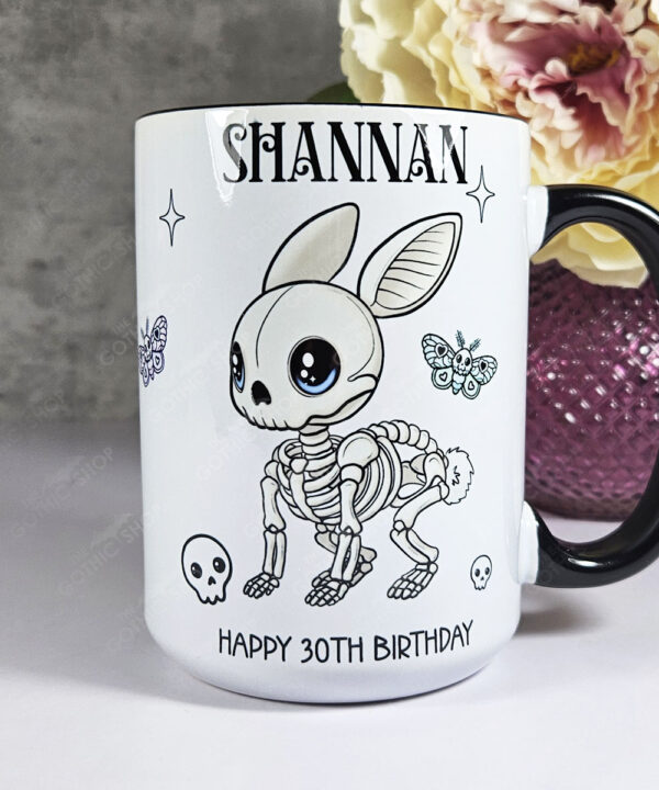 personalised kawaii skelly bunny rabbit gothic spooky mug